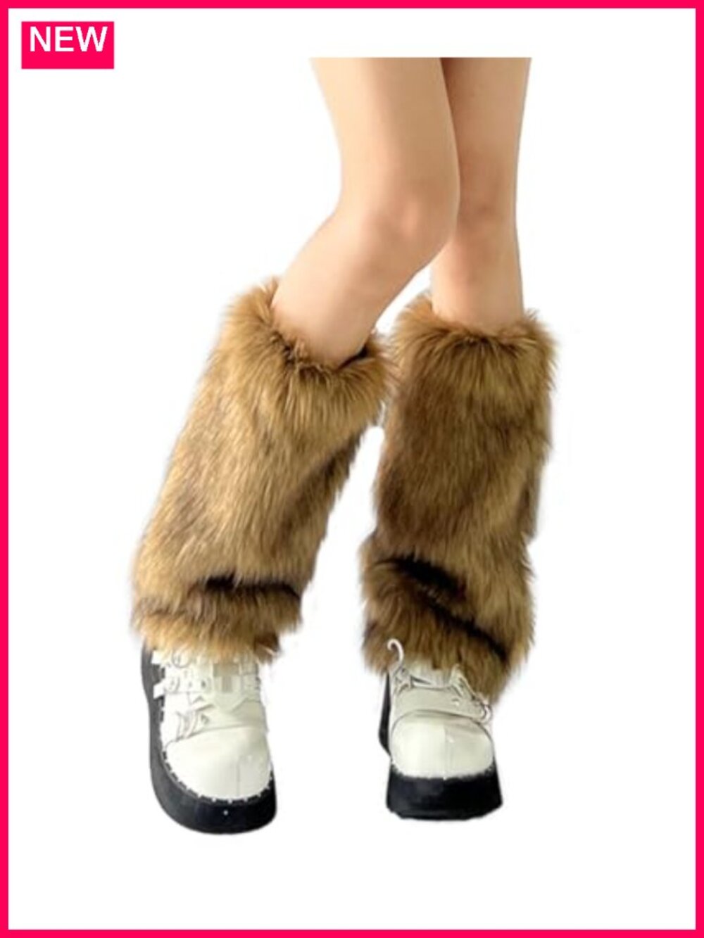Faux Fur Leg Warmers Knee High Boot Covers Winter Cosplay Costume Accessory
